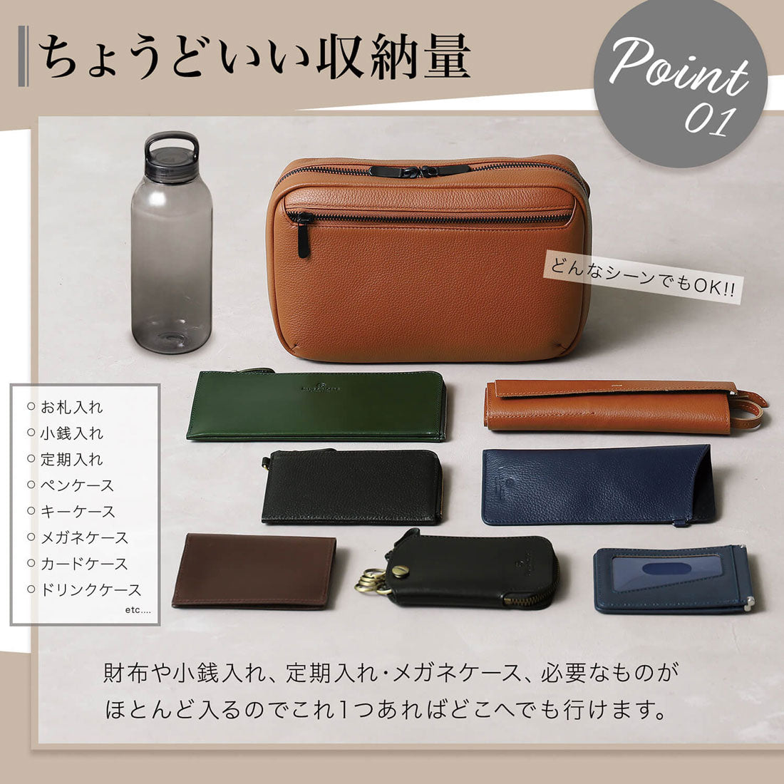 Blue Cynthia BLUE SINCERE Genuine Leather Full-Open Shoulder Bag / Ras