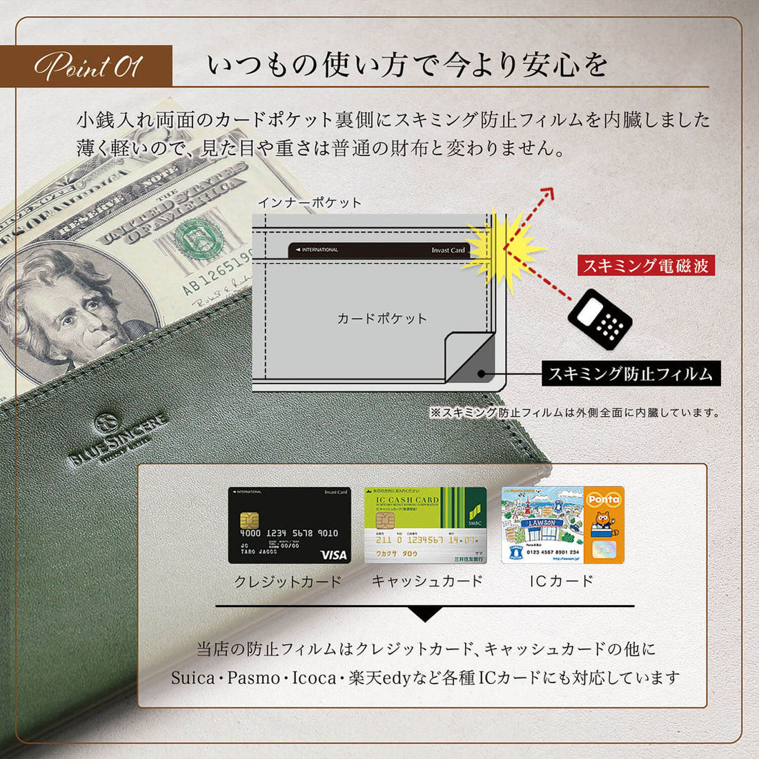 ブルーシンシア BLUE SINCERE イタリアンレザー 長財布 L字 本革 薄さ0.9cm スキミング防止 RFID メンズ （ロイヤルブラック） ロイヤルブラック