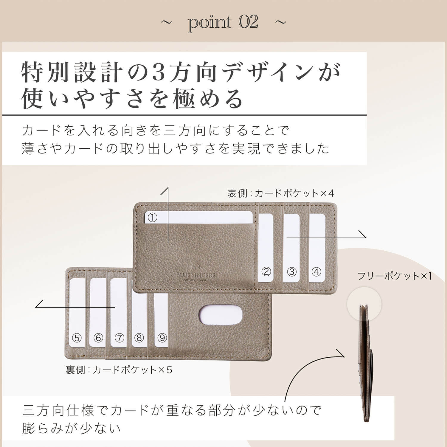 ブルーシンシア BLUE SINCERE 本革 薄型 インナーカードケース / Arrow - アロウ -（ダークブラウン） ダークブラウン