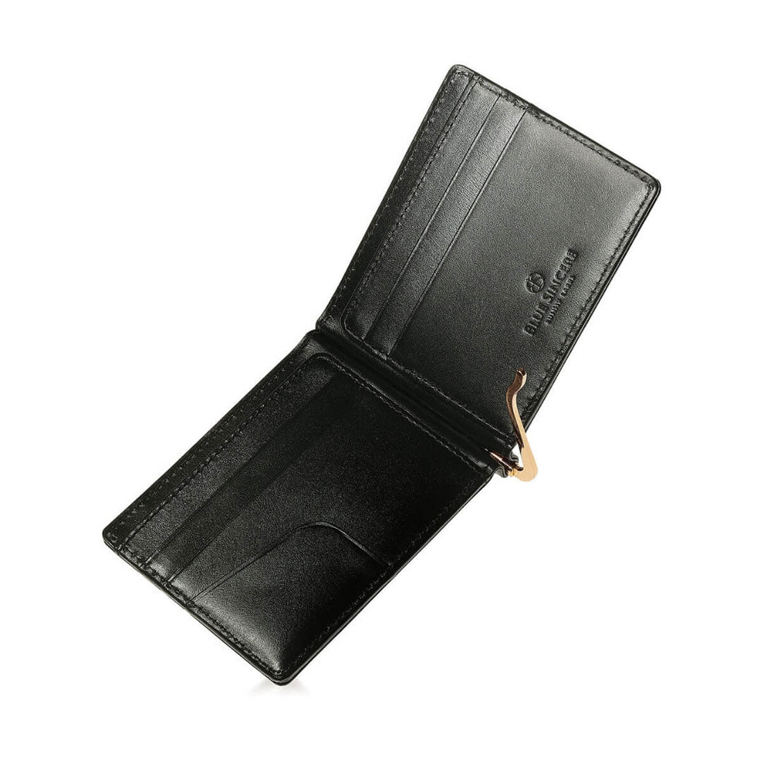 ブルーシンシア BLUE SINCERE マネークリップ 本革 イタリアンレザー 二つ折り財布 札入れ 薄型 ミニウォレット （ロイヤルブラック） ロイヤルブラック
