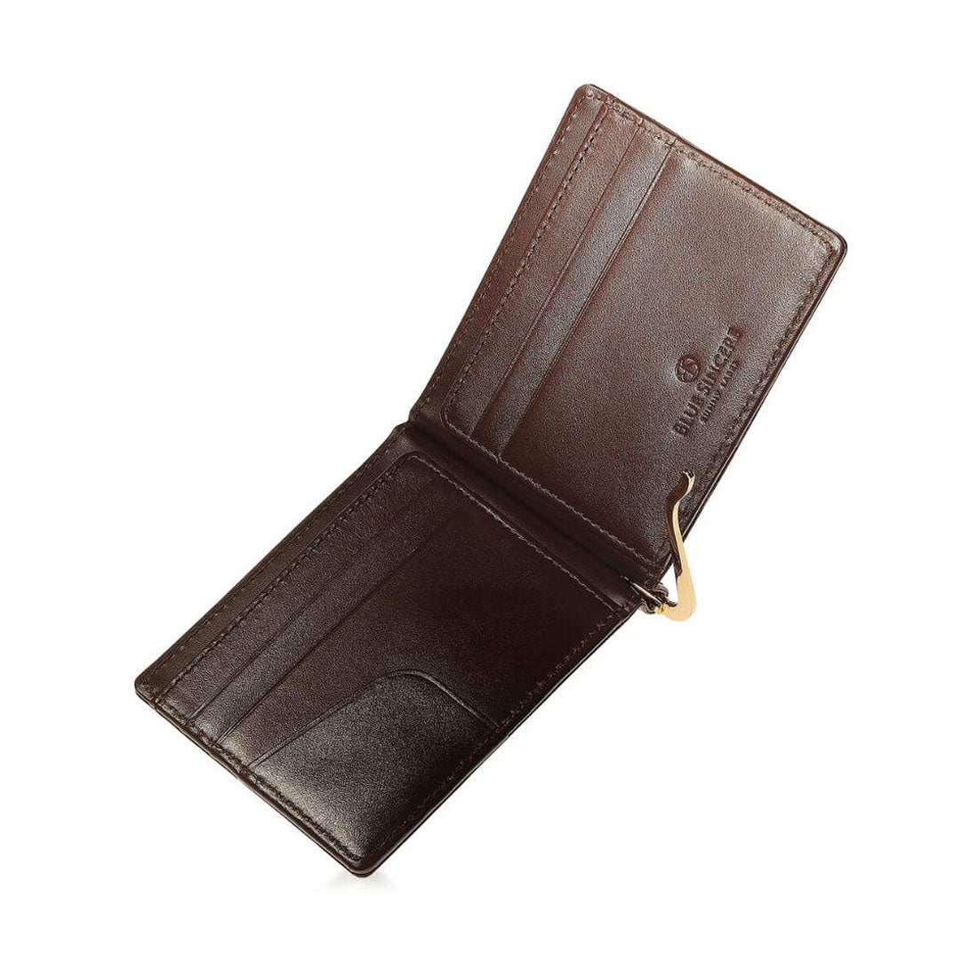 ブルーシンシア BLUE SINCERE マネークリップ 本革 イタリアンレザー 二つ折り財布 札入れ 薄型 ミニウォレット （ダークブラウン） ダークブラウン