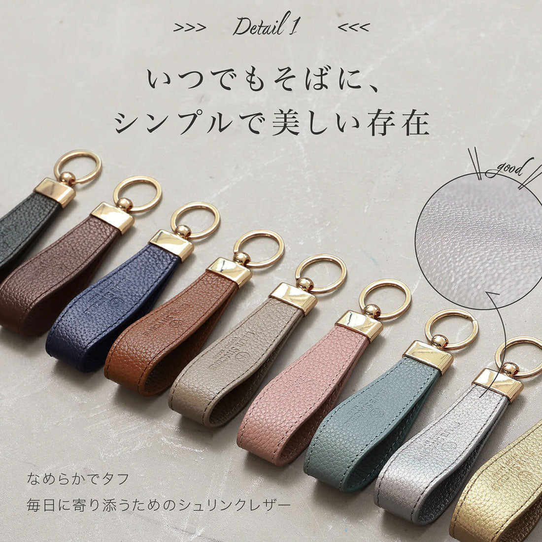 ブルーシンシア BLUE SINCERE キーホルダー 本革 レディース ストラップ型 鍵 レザー キーリング キーチャーム （ダークネイビー） ダークネイビー