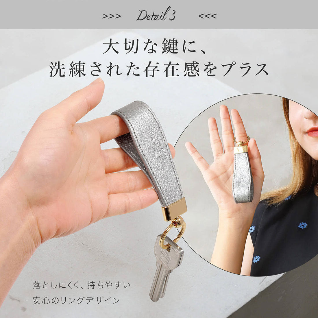 ブルーシンシア BLUE SINCERE キーホルダー 本革 レディース ストラップ型 鍵 レザー キーリング キーチャーム （ダークネイビー） ダークネイビー