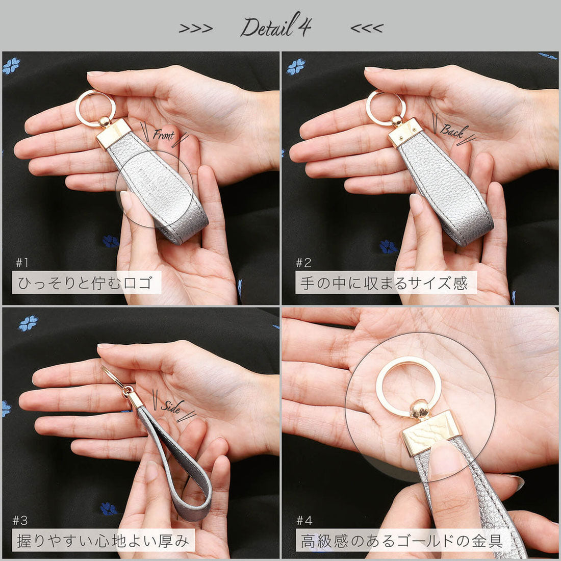 ブルーシンシア BLUE SINCERE キーホルダー 本革 レディース ストラップ型 鍵 レザー キーリング キーチャーム （ダークネイビー） ダークネイビー