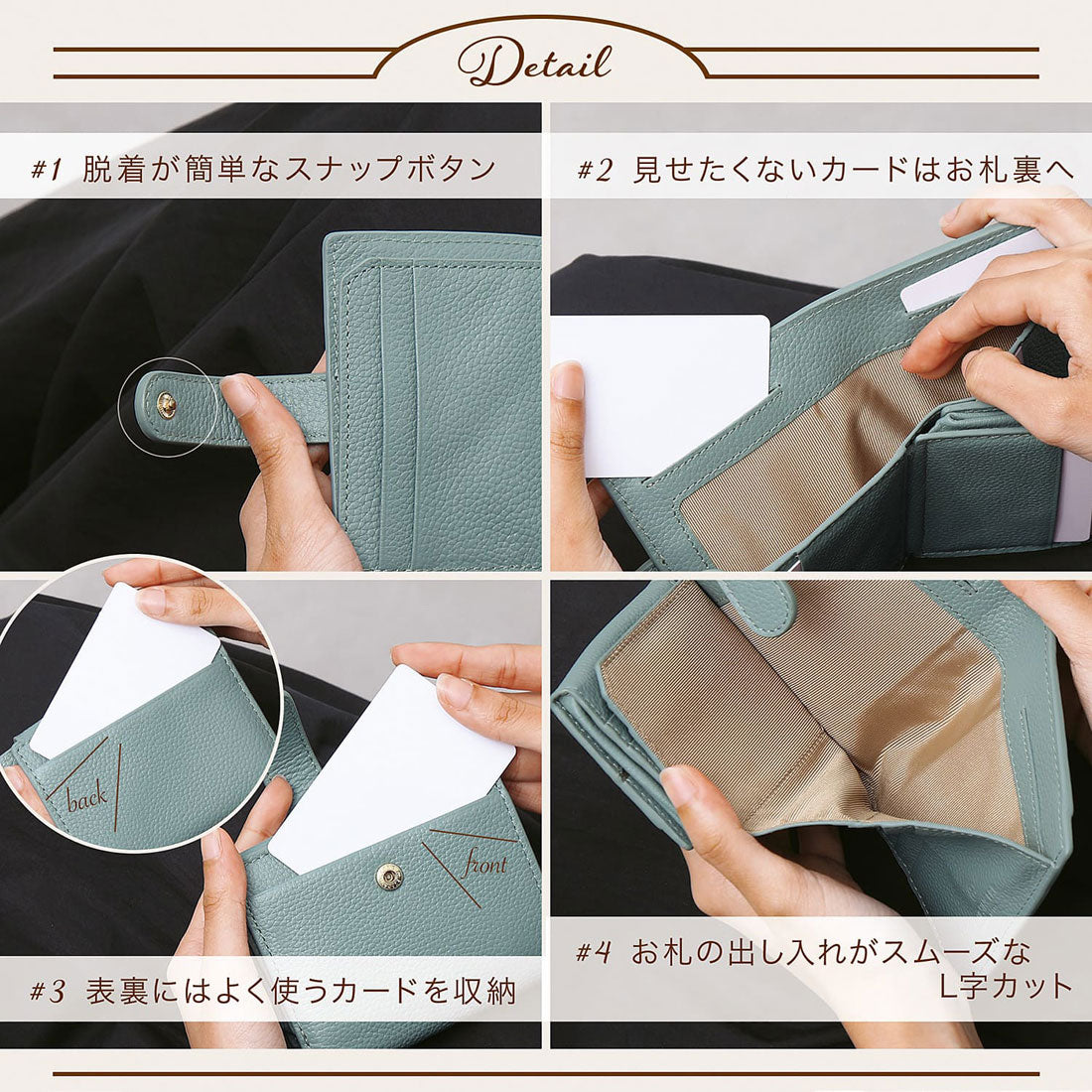 ブルーシンシア BLUE SINCERE ミニ財布 二つ折り BOX型小銭入れ 本革 スキミング 防止 レディース （ディープグリーン） ディープグリーン