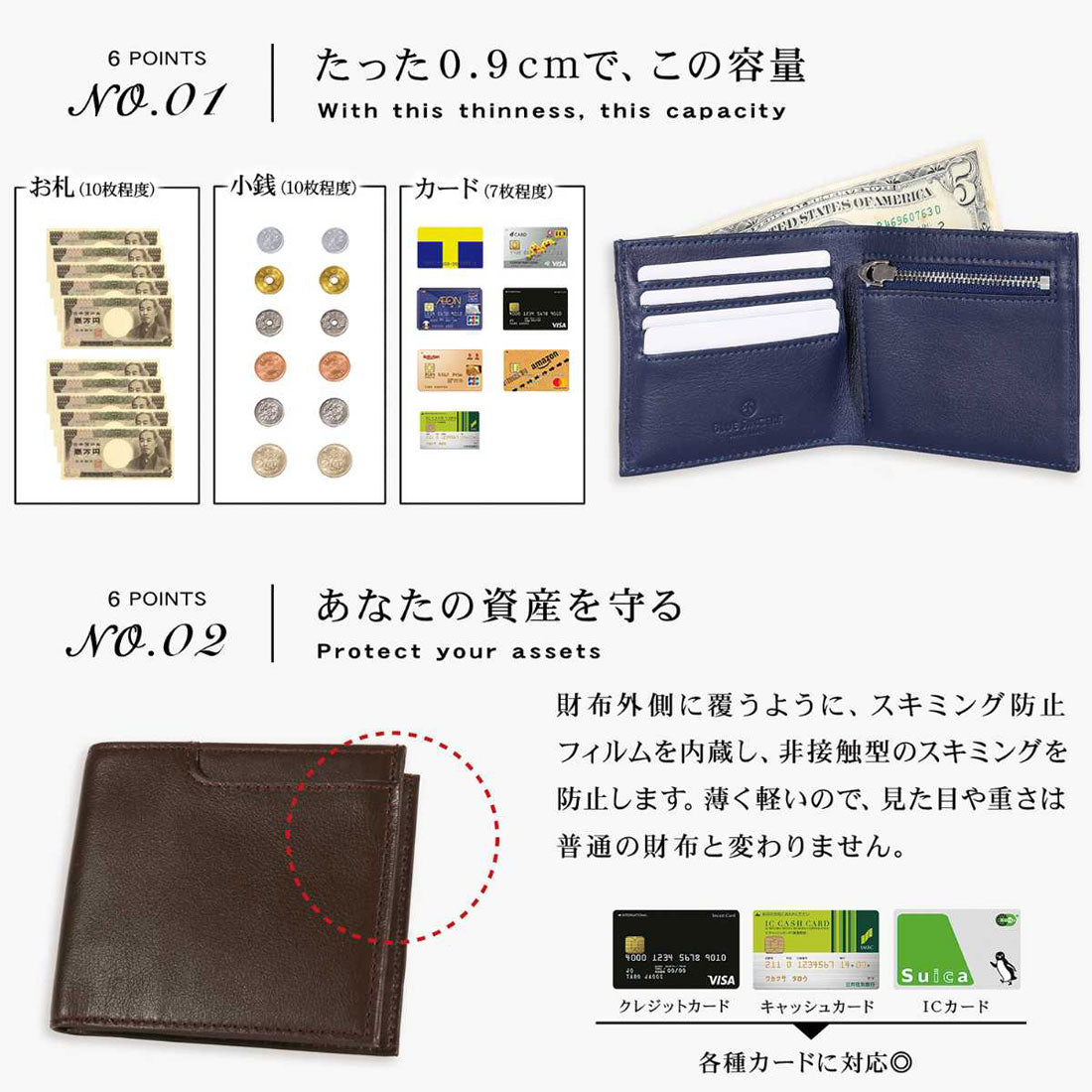 ブルーシンシア BLUE SINCERE 本革 二つ折り財布 メンズ / Prima - プリマ -（レトロキャメル×レトロキャメル） レトロキャメル×レトロキャメル