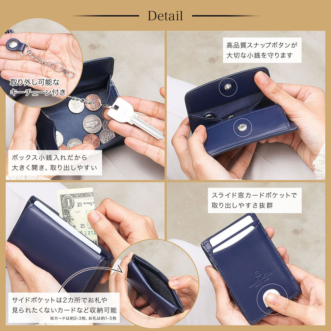 ブルーシンシア BLUE SINCERE イタリアンレザー 薄型スマートウォレット / Alitori - アリトリ -（レトロキャメル） レトロキャメル