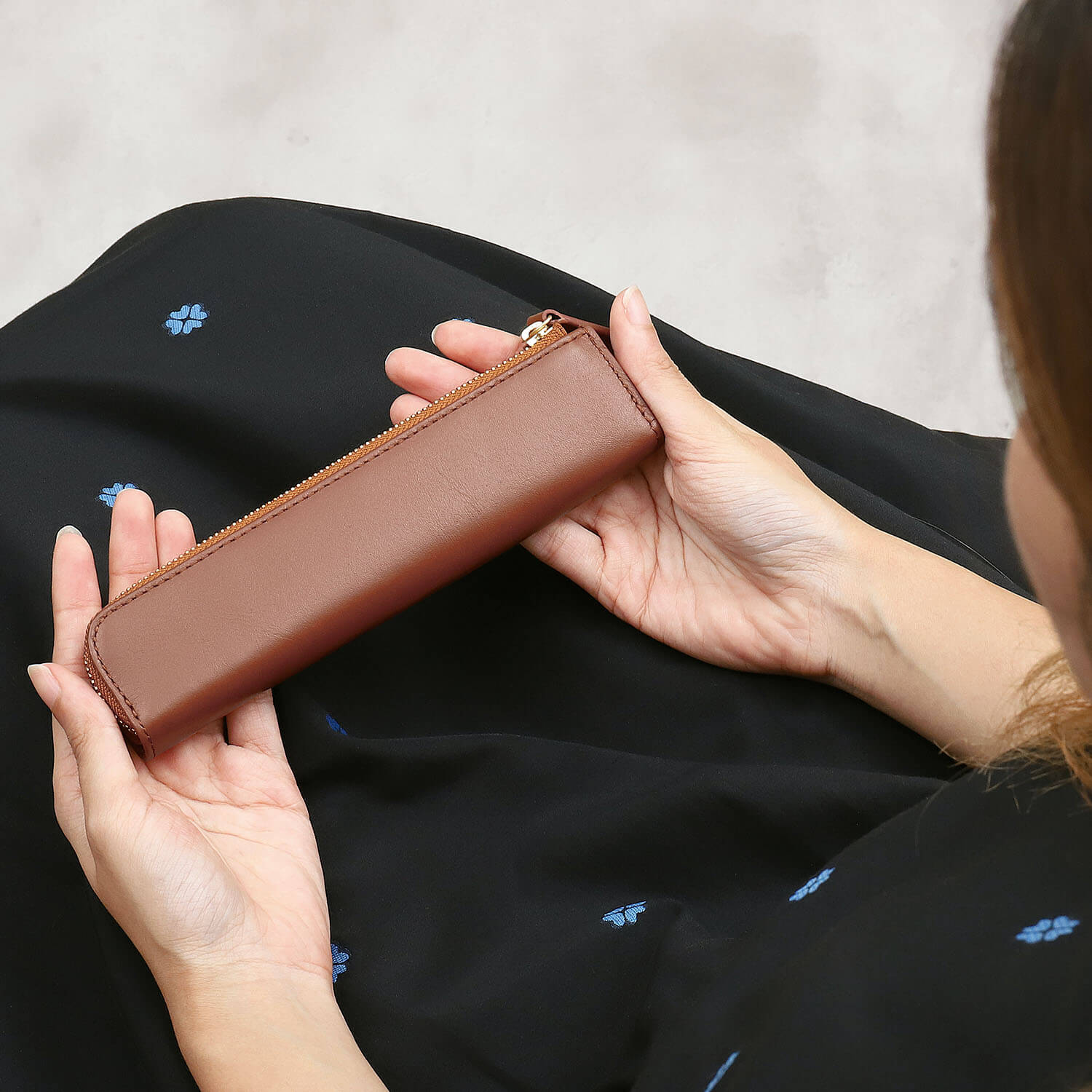 ブルーシンシア BLUE SINCERE 本革 スリム ペンケース L字型ファスナー 筆箱 / Shape - シェイプ - （ディープグリーン） ディープグリーン