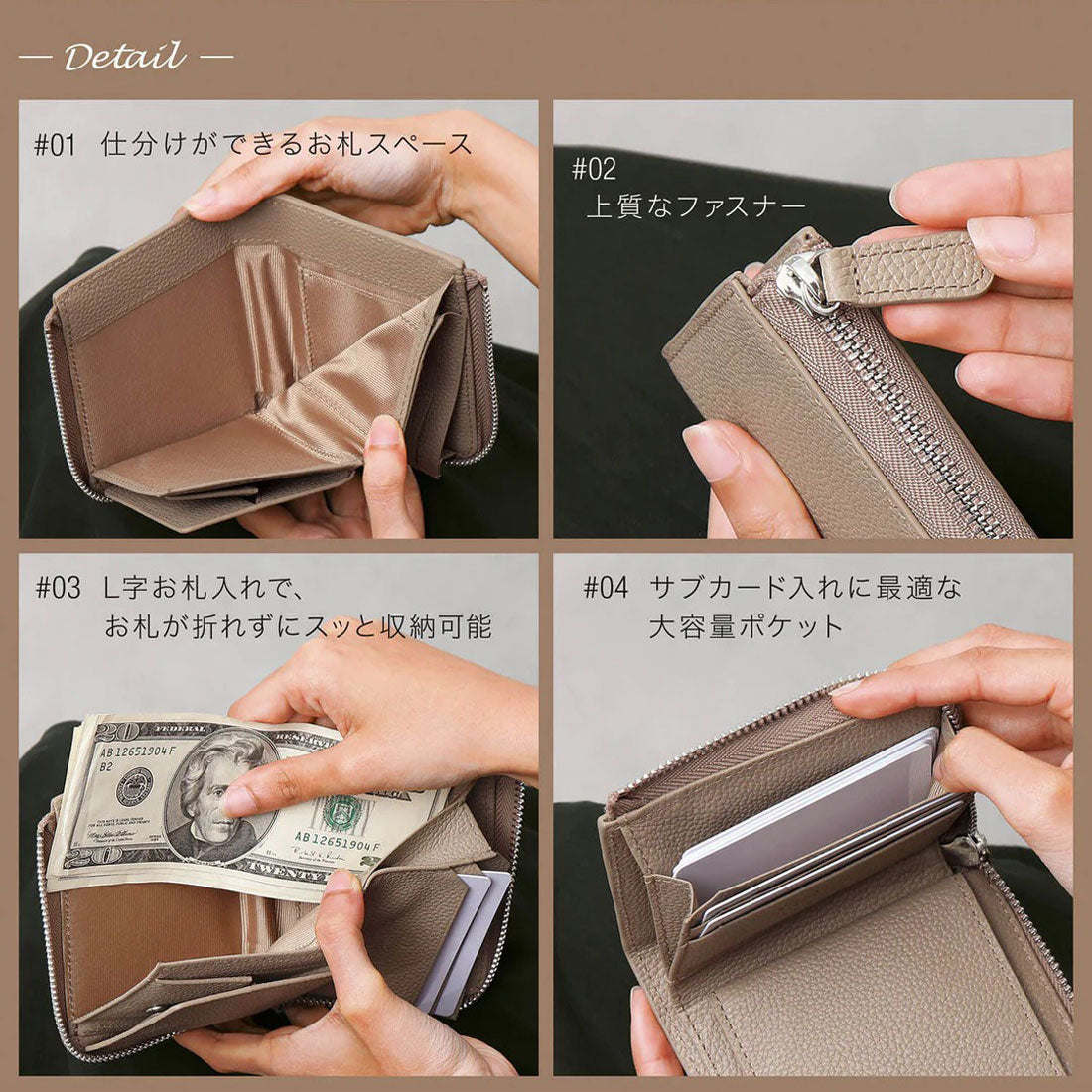 ブルーシンシア BLUE SINCERE 本革 ミニ財布 二つ折り 大容量 レディース RFID スキミングブロック カード15枚 （グレージュ） グレージュ