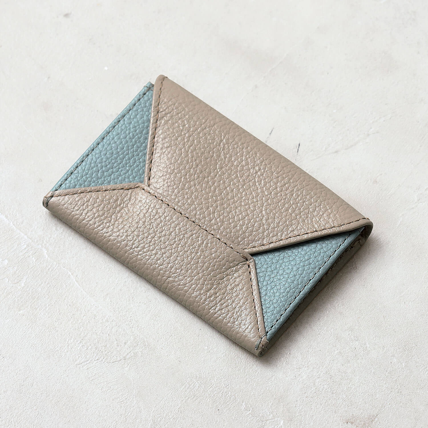 ブルーシンシア BLUE SINCERE 本革 レター型 名刺入れ カードケース / rosa - ロサ - （チャコールグレー×スカイブルー） チャコールグレー×スカイブルー