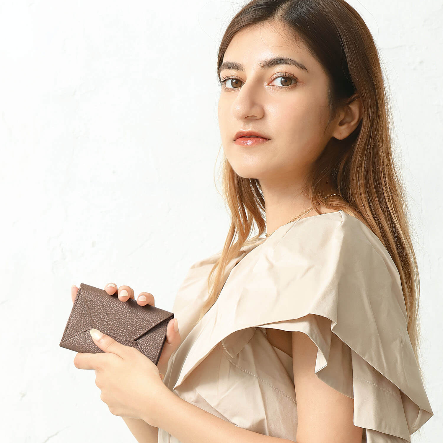 ブルーシンシア BLUE SINCERE 本革 レター型 名刺入れ カードケース / rosa - ロサ - （チャコールグレー×スカイブルー） チャコールグレー×スカイブルー