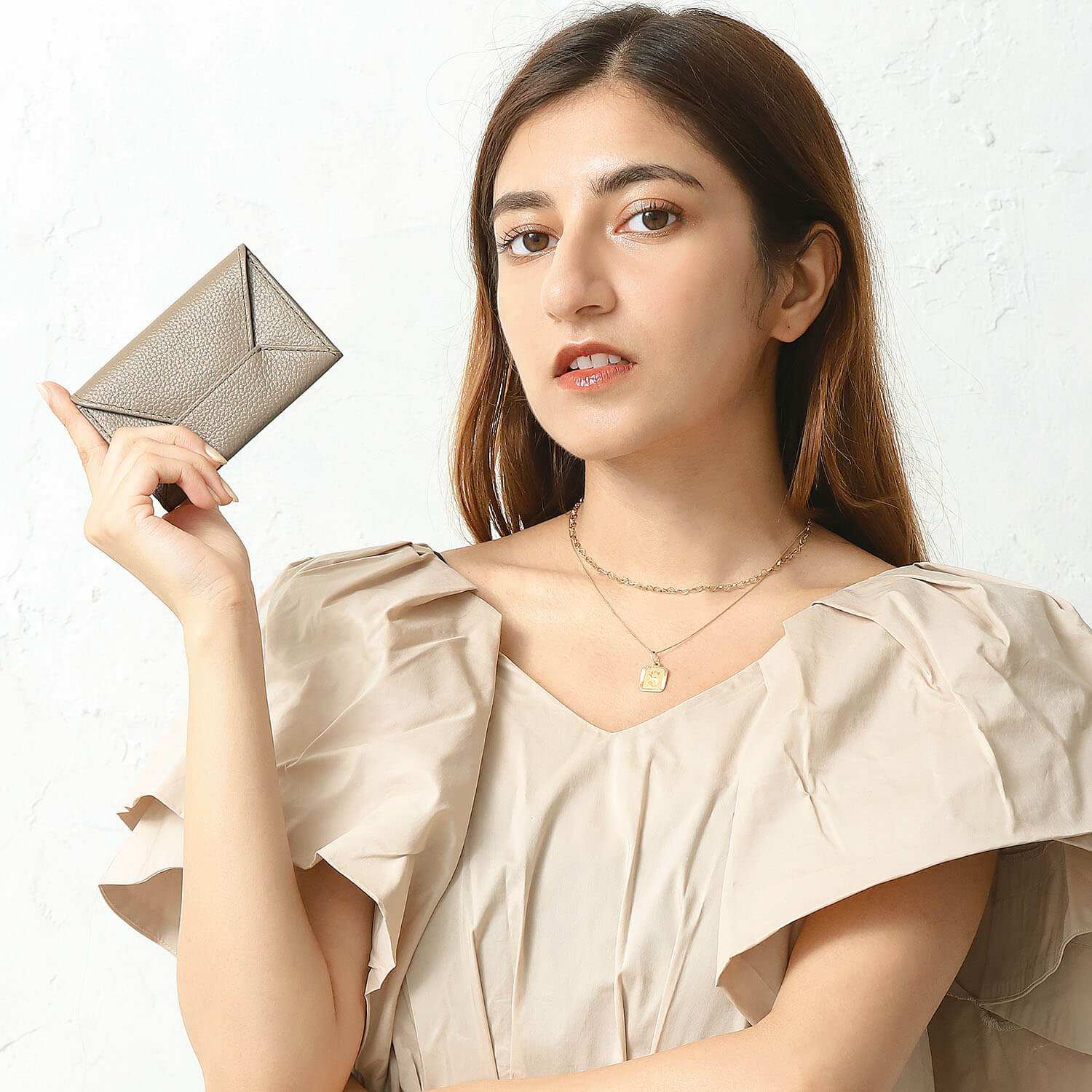 ブルーシンシア BLUE SINCERE 本革 レター型 名刺入れ カードケース / rosa - ロサ - （チャコールグレー×スカイブルー） チャコールグレー×スカイブルー