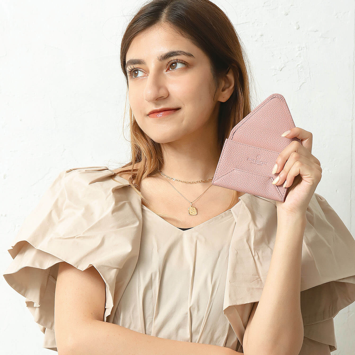 ブルーシンシア BLUE SINCERE 本革 レター型 名刺入れ カードケース / rosa - ロサ - （チャコールグレー×スカイブルー） チャコールグレー×スカイブルー