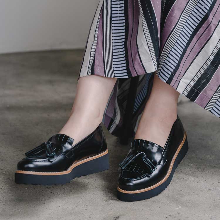 ボントレ BONTRE 厚底キルトタッセルローファー