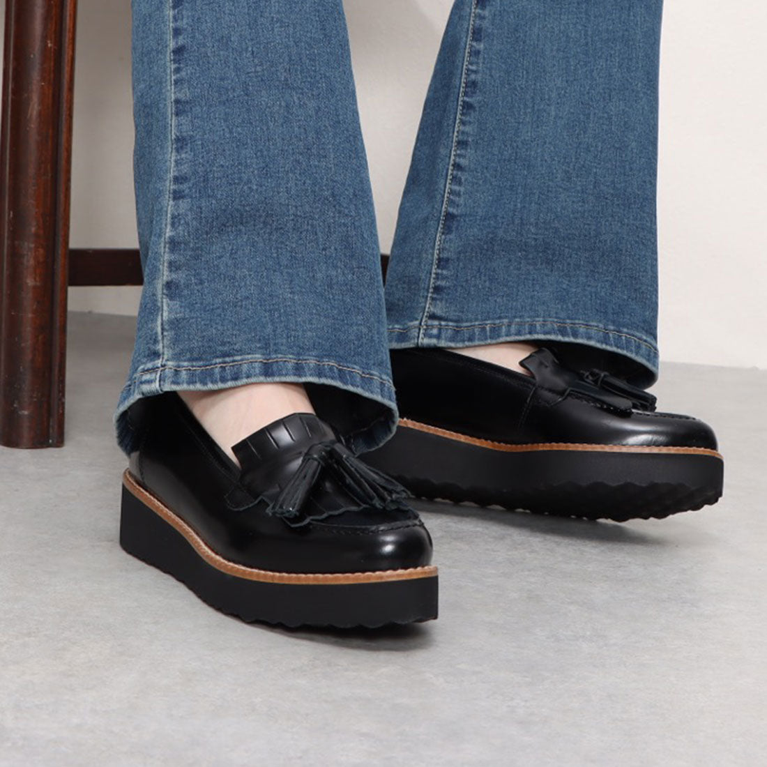 ボントレ BONTRE 厚底キルトタッセルローファー