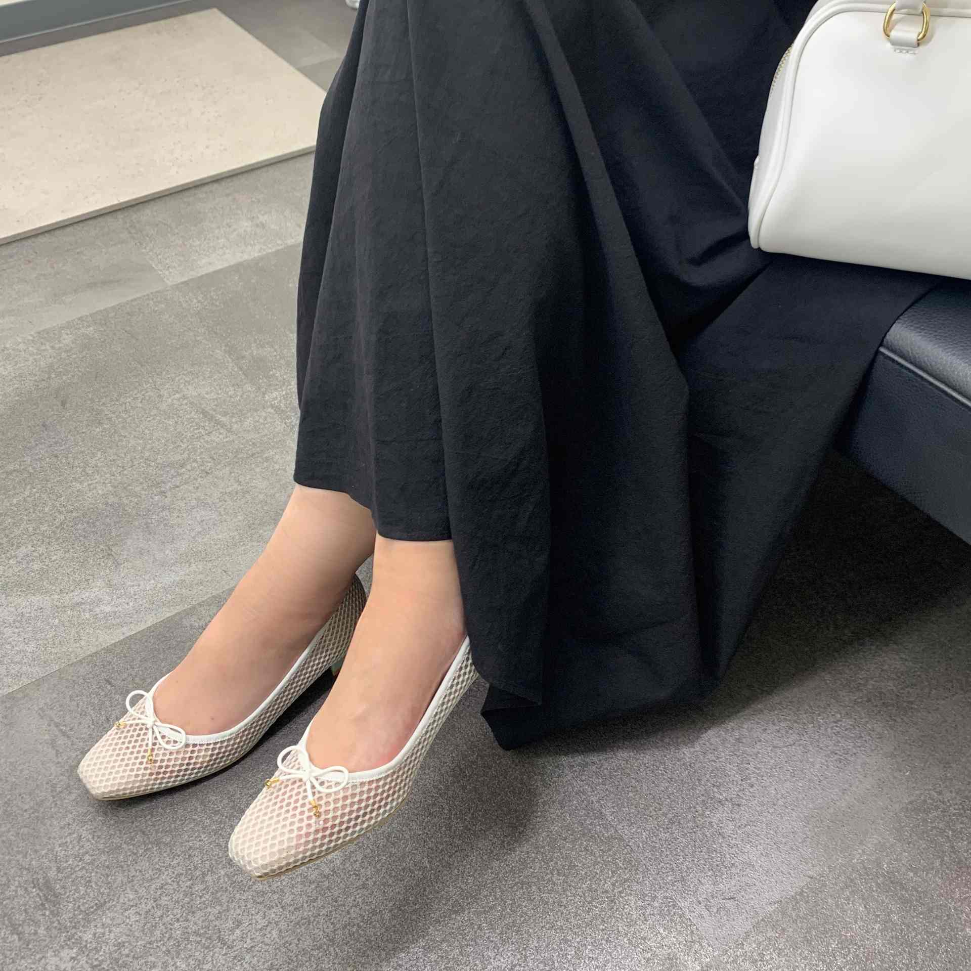 ブリジット バーキン Bridget Birkin アミメッシュリボンパンプス