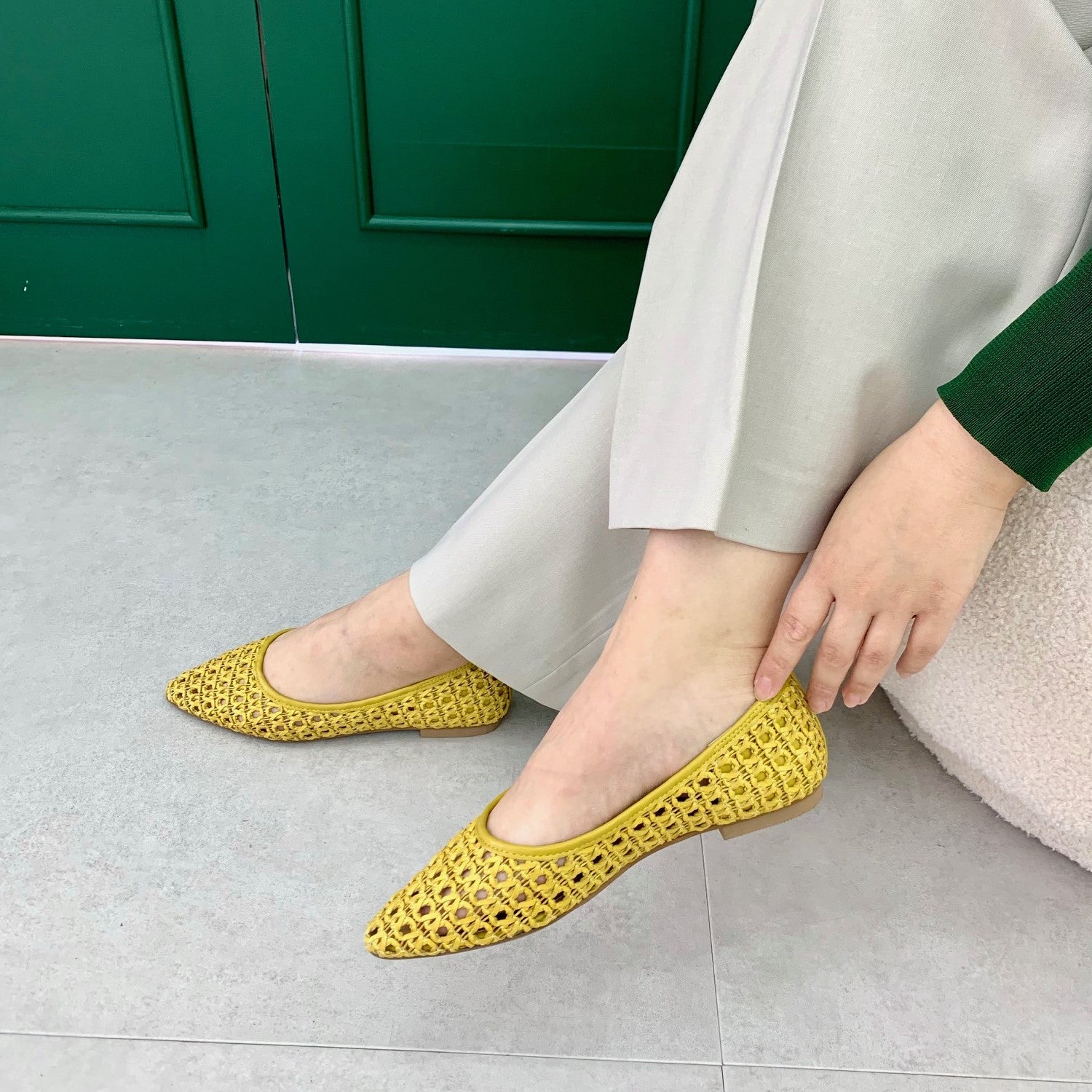Bridget Birkin knitted mesh flat shoes