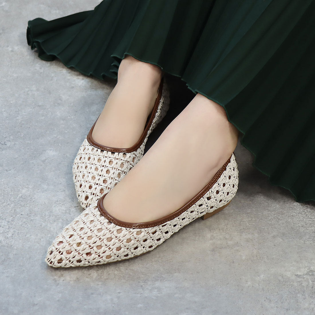 Bridget Birkin knitted mesh flat shoes