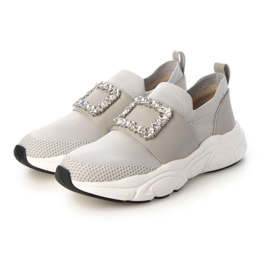 ブリジット バーキン Bridget Birkin ビジューバックルニットスニーカー （ライトグレー） ライトグレー