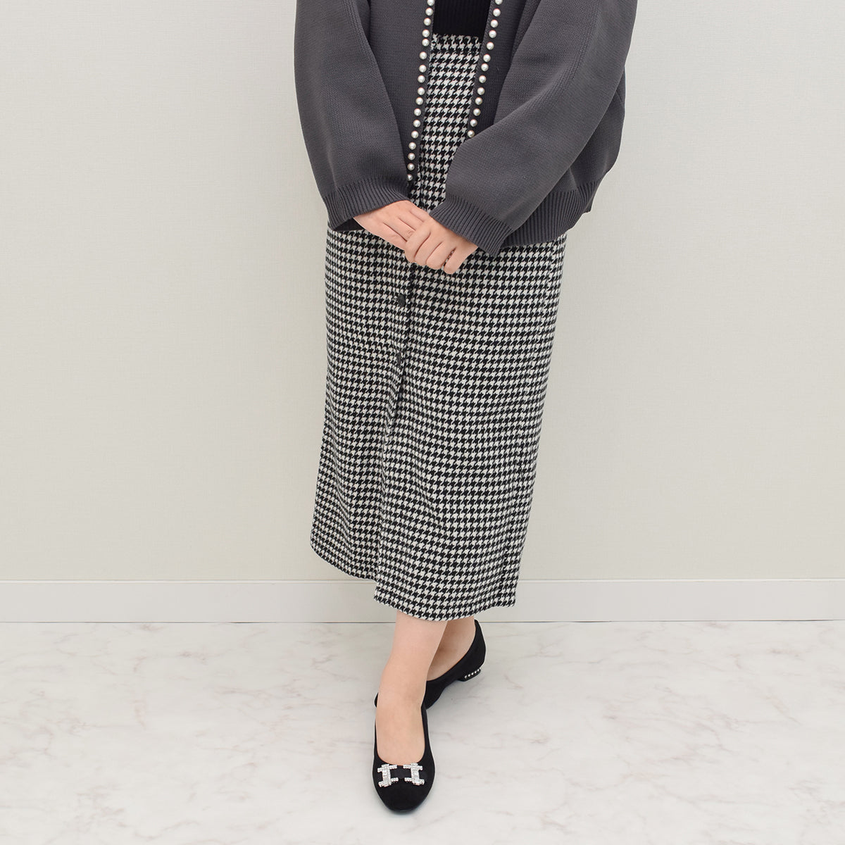 ブリジット バーキン Bridget Birkin スクエアビジューフラットシューズ