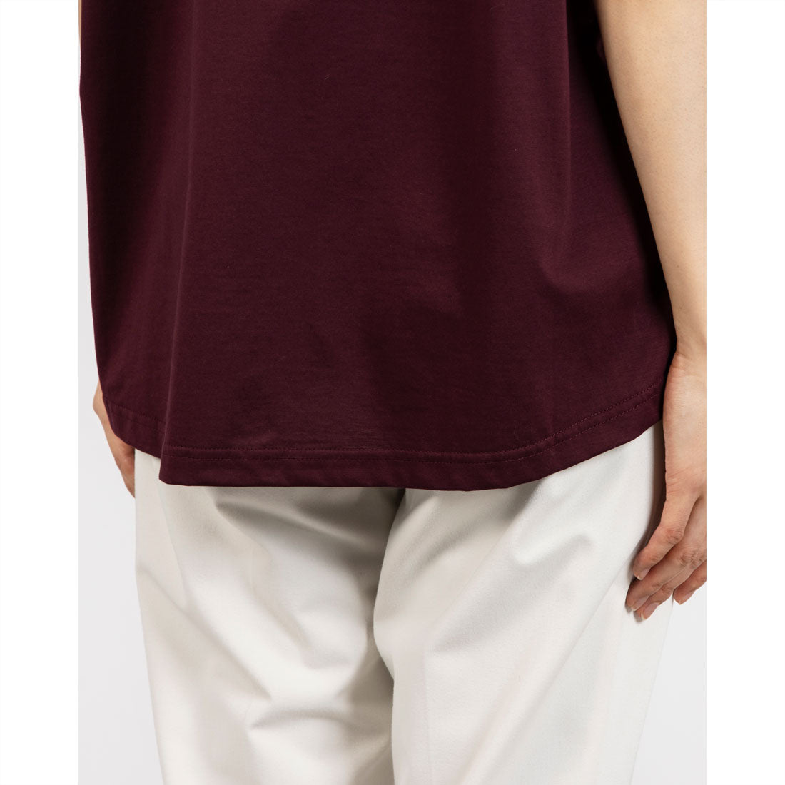 ブローディア BRODIAEA リバティプリント半袖Tシャツ 大花柄×無地切り替えカットソー【日本製】 （ワインレッド） ワインレッド