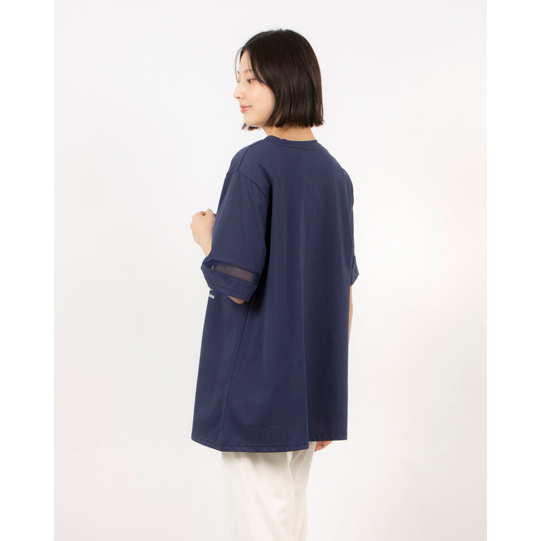 ブローディア BRODIAEA ツルサラコットンシリーズ メッシュ切り替えロゴプリント半袖Tシャツ （ネイビー） ネイビー