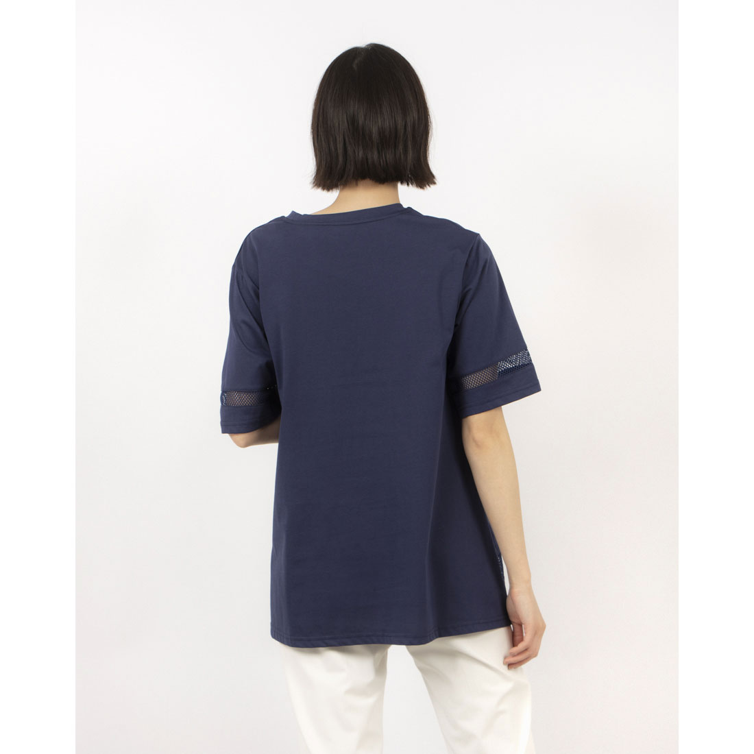 ブローディア BRODIAEA ツルサラコットンシリーズ メッシュ切り替えロゴプリント半袖Tシャツ （ネイビー） ネイビー