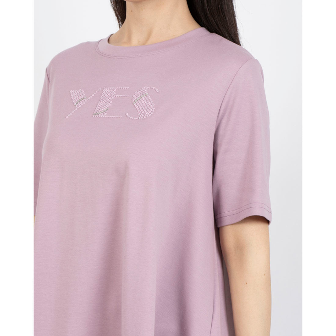 ブローディア BRODIAEA PREMIUMスムース YESスパンコール刺繍半袖Tシャツ （ピンク） ピンク