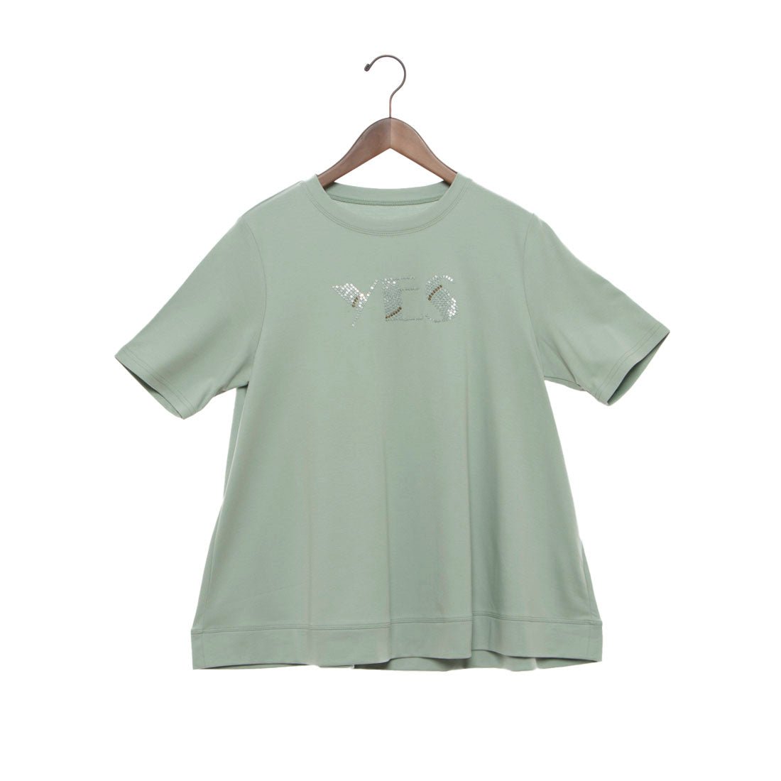 ブローディア BRODIAEA PREMIUMスムース YESスパンコール刺繍半袖Tシャツ （ライトグリーン） ライトグリーン