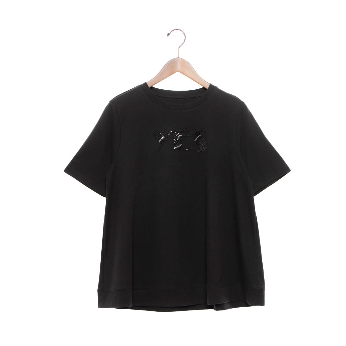 ブローディア BRODIAEA PREMIUMスムース YESスパンコール刺繍半袖Tシャツ （ブラック） ブラック