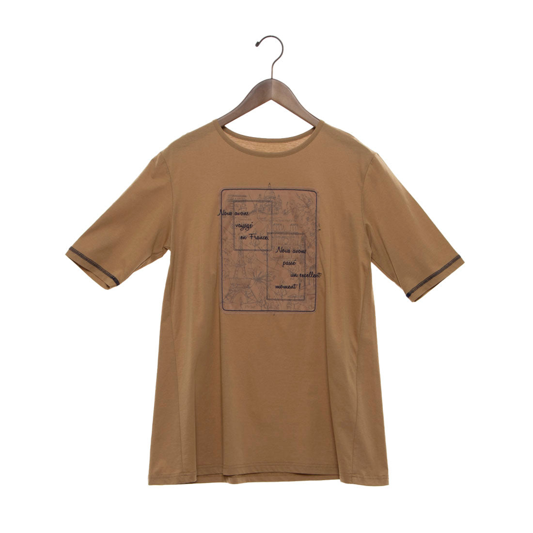 ブローディア BRODIAEA シルケットコットン パリの風景×チュールデザイン半袖Tシャツ （キャメル） キャメル