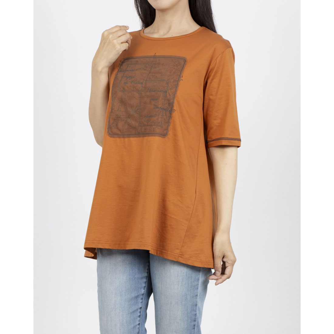 ブローディア BRODIAEA シルケットコットン パリの風景×チュールデザイン半袖Tシャツ （キャメル） キャメル