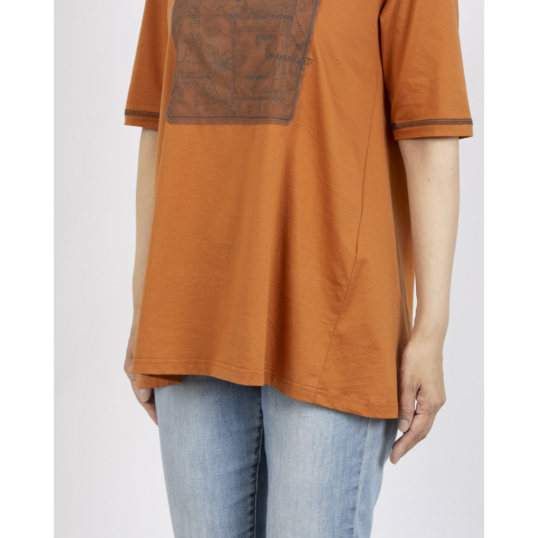 ブローディア BRODIAEA シルケットコットン パリの風景×チュールデザイン半袖Tシャツ （キャメル） キャメル