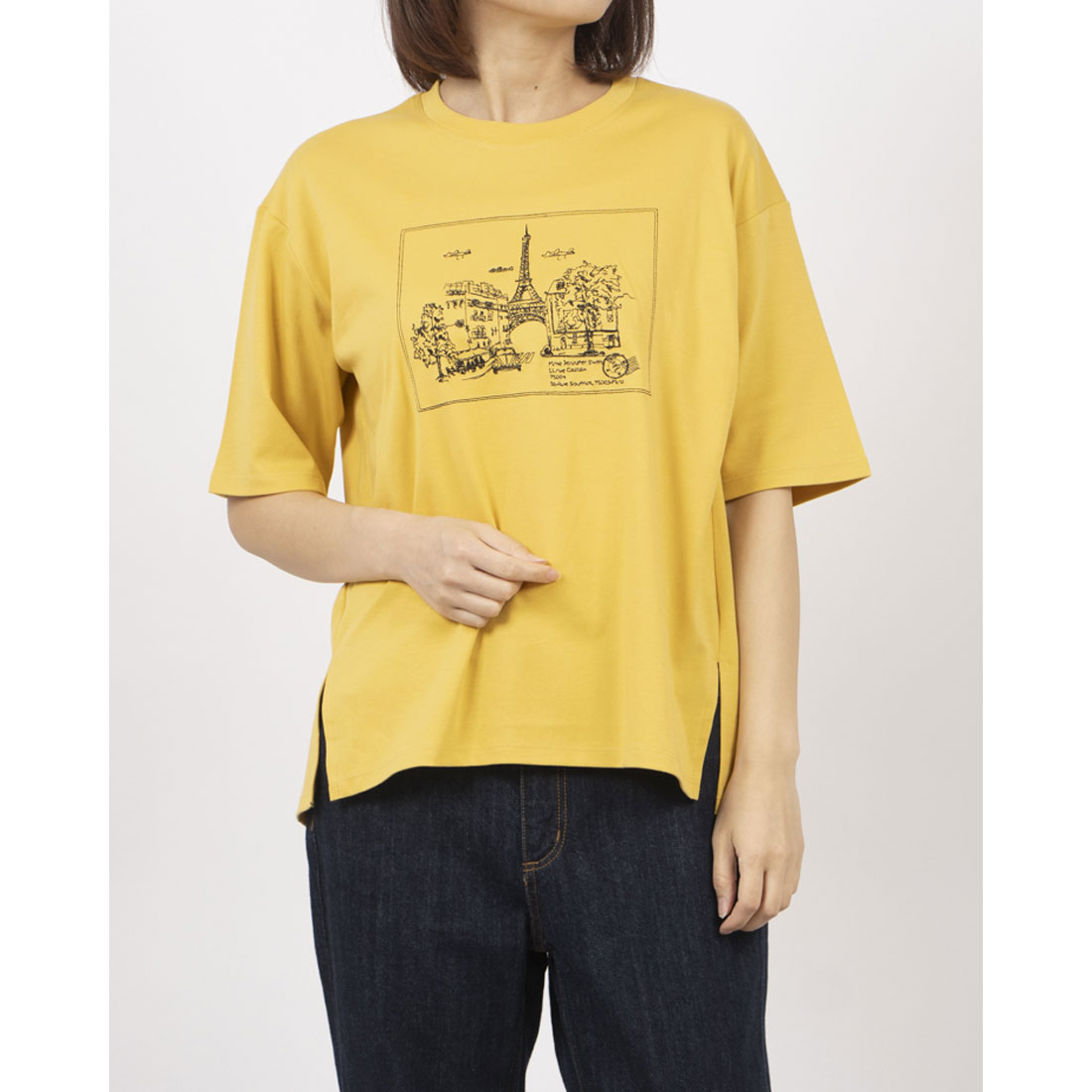 ブローディア BRODIAEA PREMIUMスムース 風景刺繍半袖Tシャツ （イエロー） イエロー