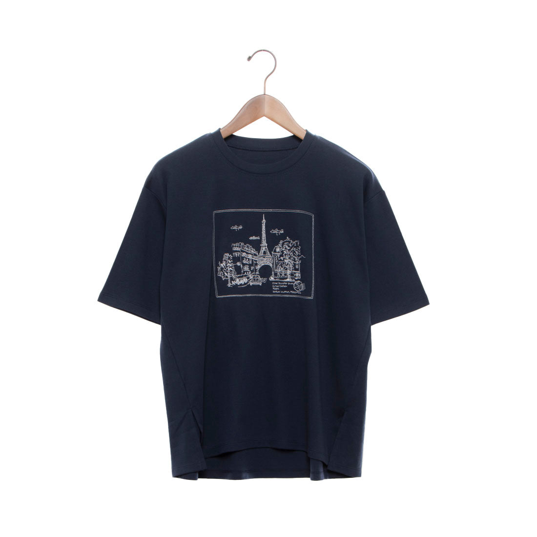ブローディア BRODIAEA PREMIUMスムース 風景刺繍半袖Tシャツ （ネイビー） ネイビー