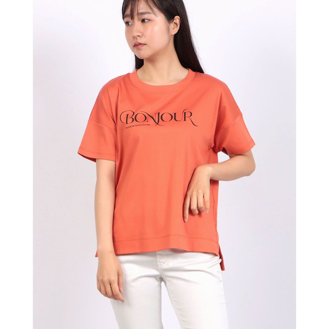 ブローディア BRODIAEA BONJOURロゴプリント半袖Tシャツ【日本製】 （ネイビー） ネイビー
