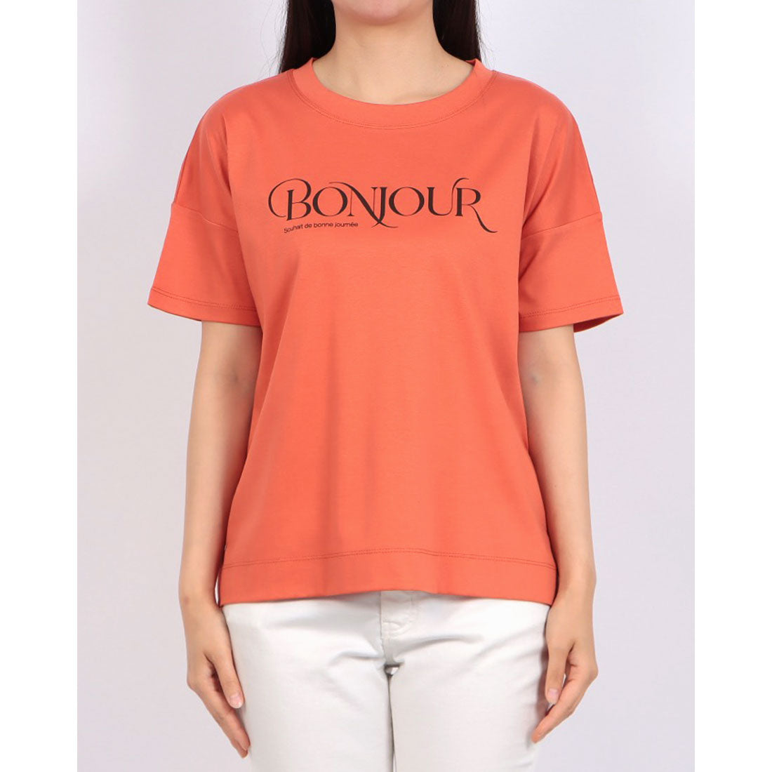 ブローディア BRODIAEA BONJOURロゴプリント半袖Tシャツ【日本製】 （ネイビー） ネイビー