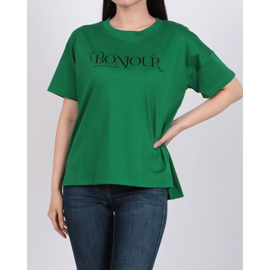 ブローディア BRODIAEA BONJOURロゴプリント半袖Tシャツ【日本製】 （グリーン） グリーン