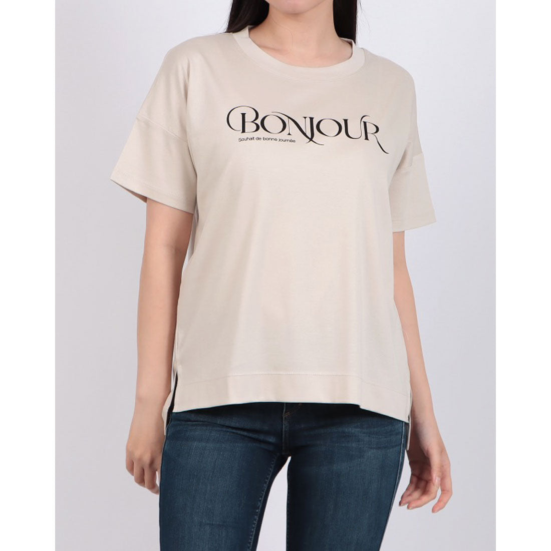 ブローディア BRODIAEA BONJOURロゴプリント半袖Tシャツ【日本製】 （シルバーグレー） シルバーグレー
