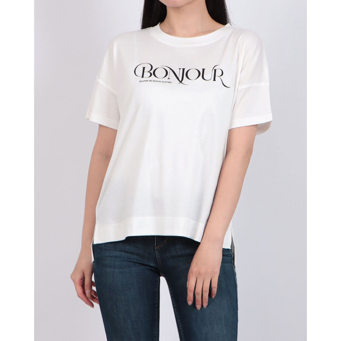 ブローディア BRODIAEA BONJOURロゴプリント半袖Tシャツ【日本製】 （オフホワイト） オフホワイト