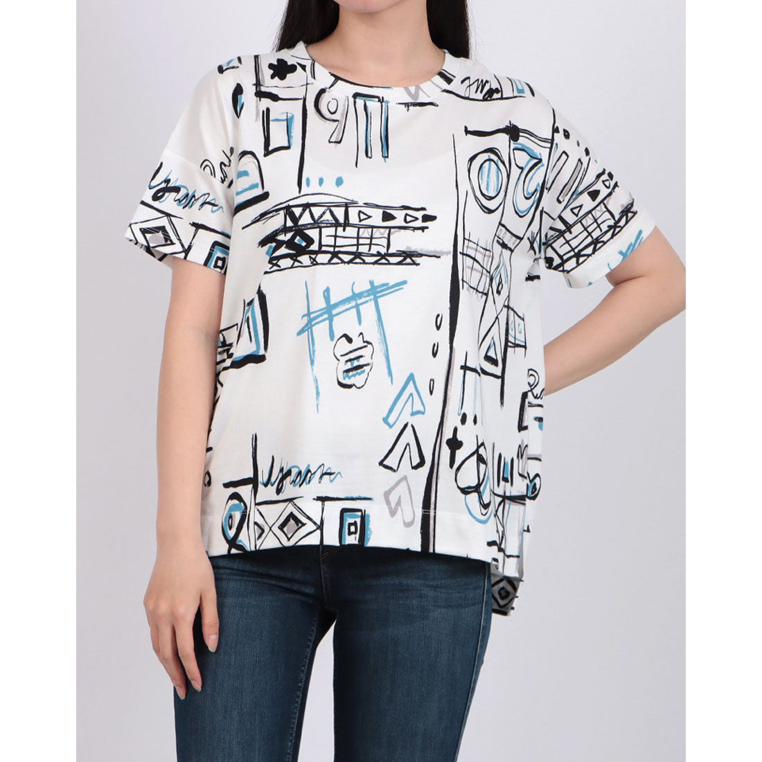 ブローディア BRODIAEA 総柄半袖Tシャツ【日本製】 （オフホワイト） オフホワイト