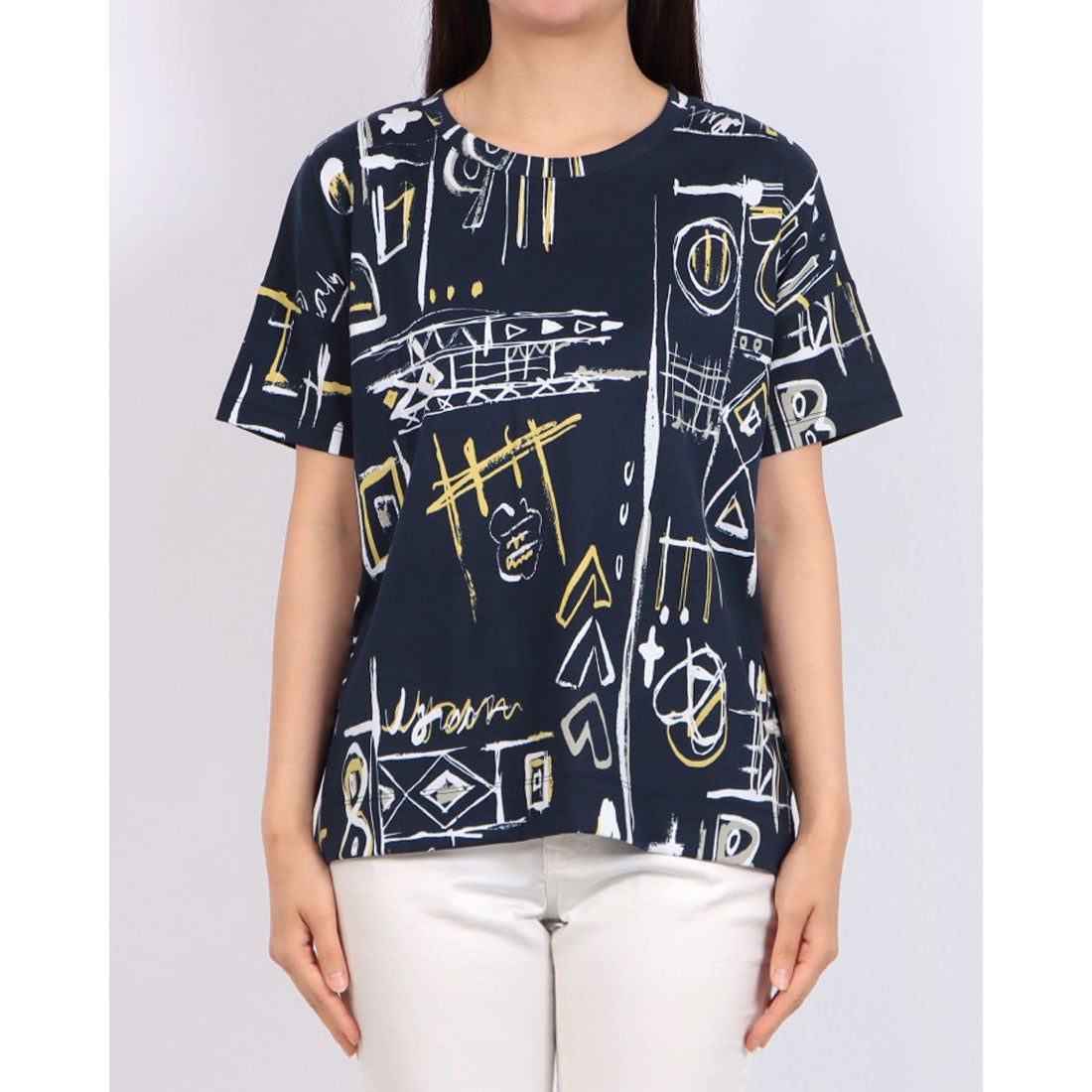 ブローディア BRODIAEA 総柄半袖Tシャツ【日本製】 （オフホワイト） オフホワイト