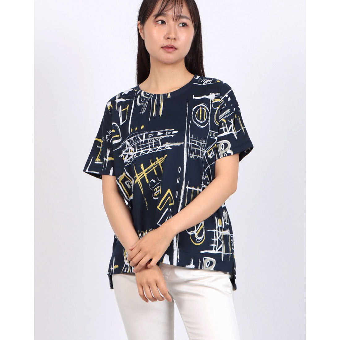 ブローディア BRODIAEA 総柄半袖Tシャツ【日本製】 （ネイビー） ネイビー
