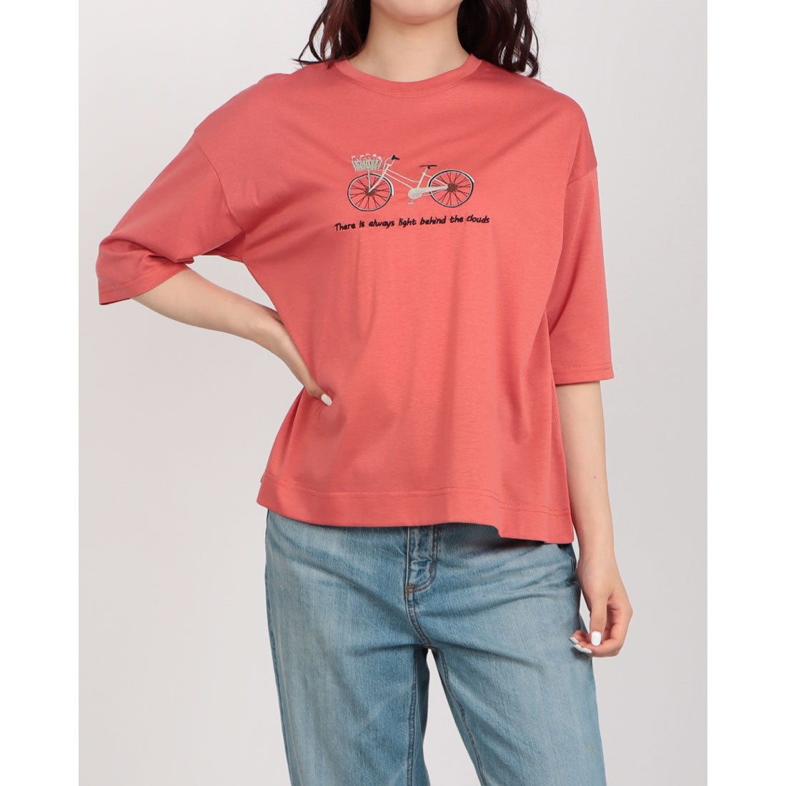 ブローディア BRODIAEA 自転車刺繍半袖Tシャツ （コーラル） コーラル
