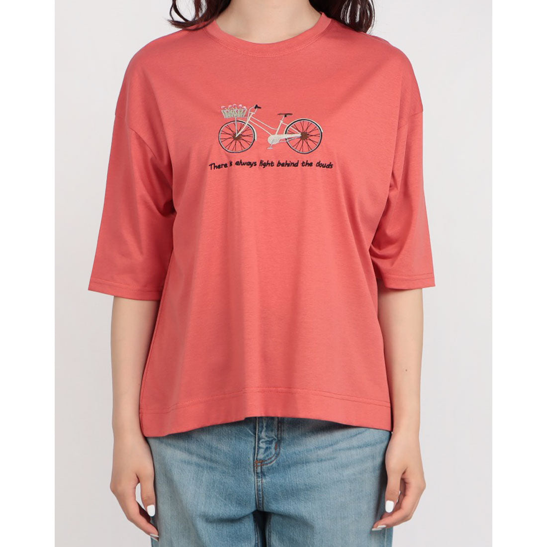 ブローディア BRODIAEA 自転車刺繍半袖Tシャツ （コーラル） コーラル