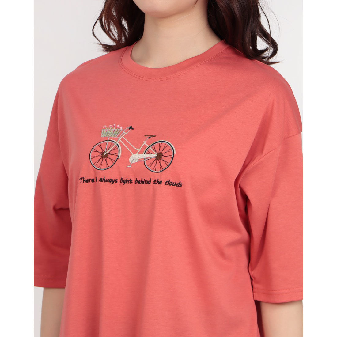 ブローディア BRODIAEA 自転車刺繍半袖Tシャツ （コーラル） コーラル