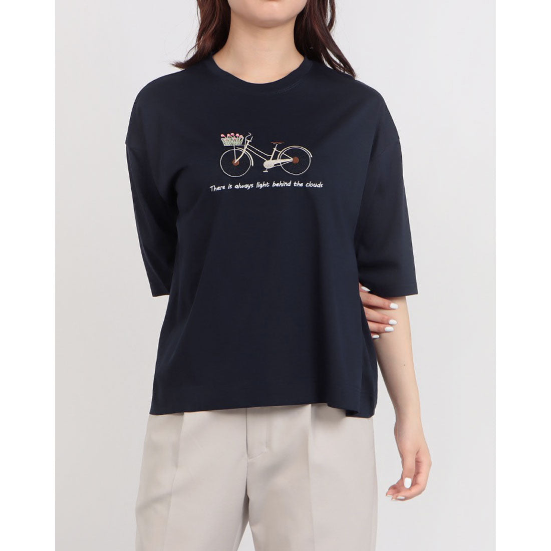 ブローディア BRODIAEA 自転車刺繍半袖Tシャツ （ネイビー） ネイビー