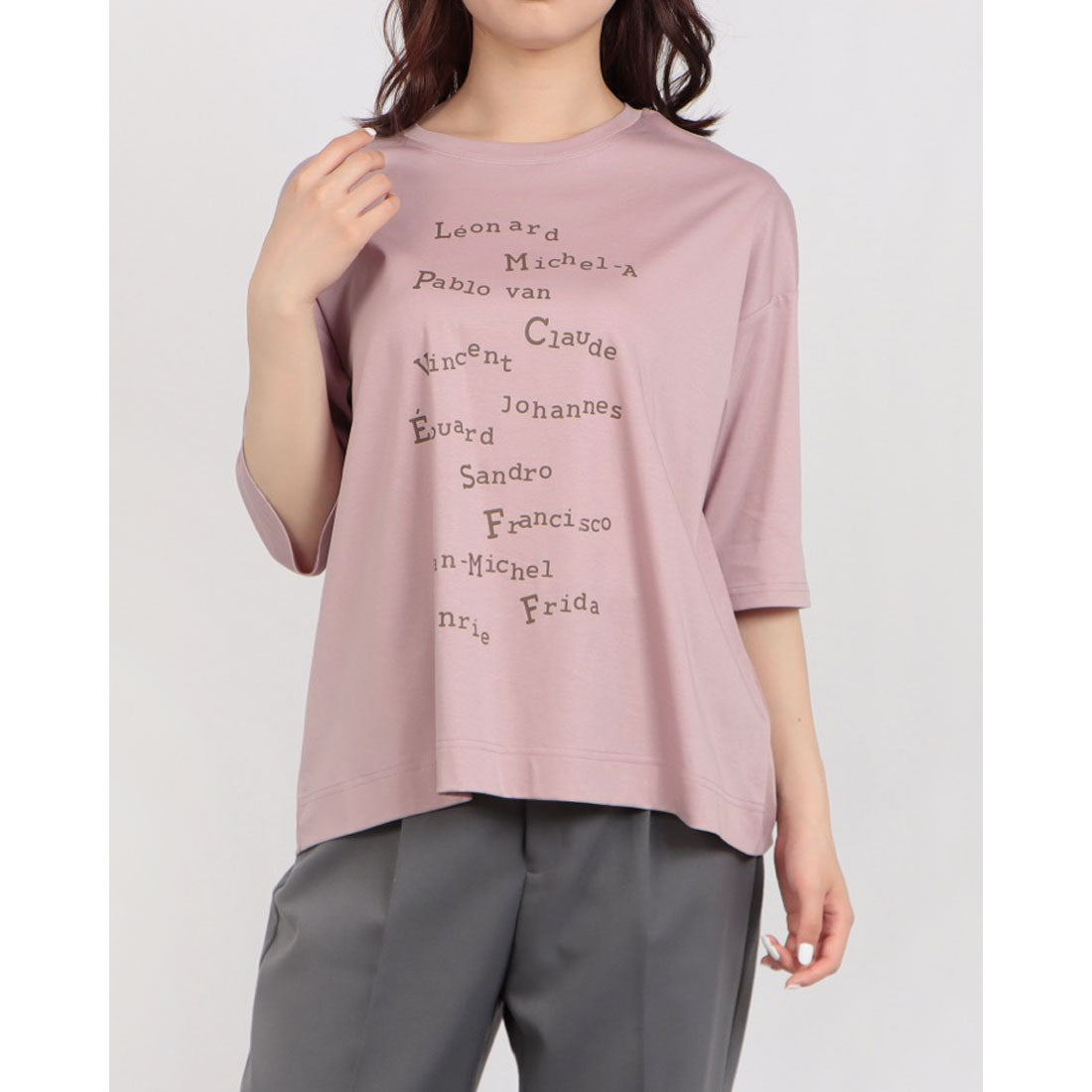 ブローディア BRODIAEA ロゴプリント5分袖Tシャツ （ピンク） ピンク