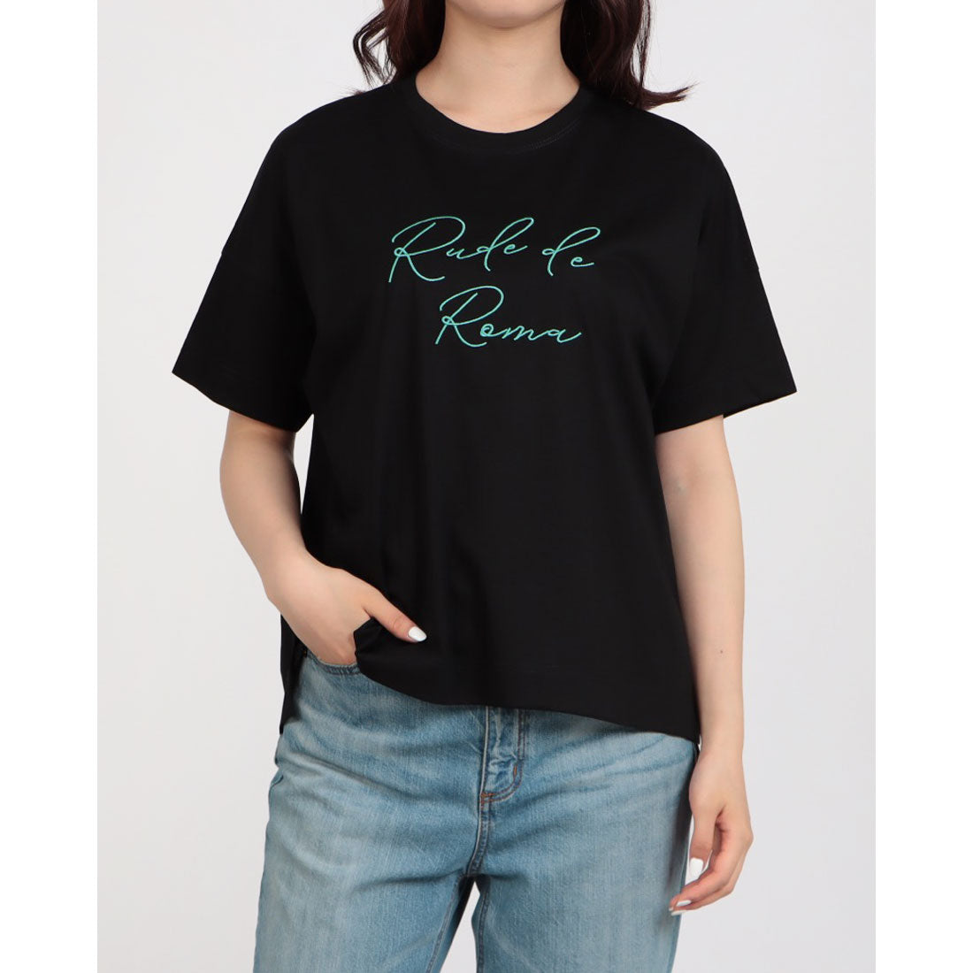ブローディア BRODIAEA ロゴ刺繍半袖Tシャツ （ブラック） ブラック