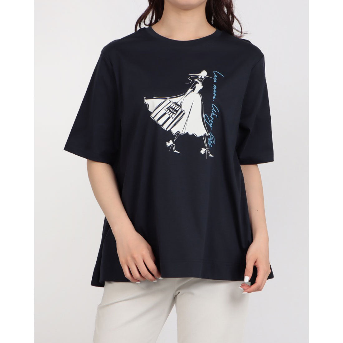 ブローディア BRODIAEA ウーマンプリント半袖Tシャツ （ネイビー） ネイビー